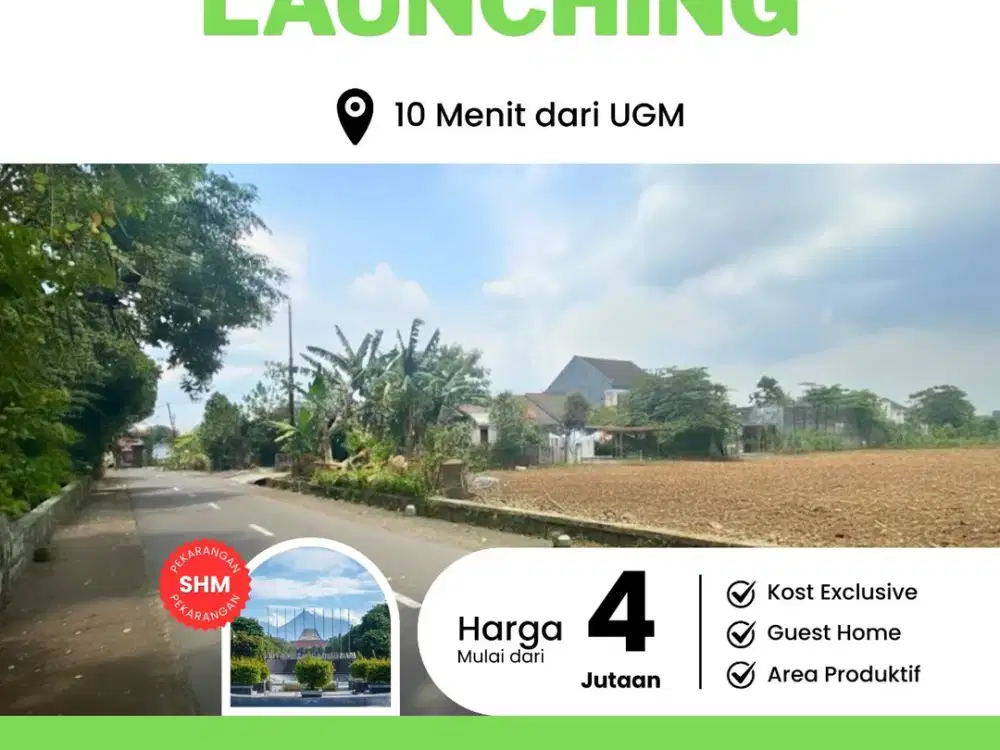 Tanah Strategis Jogja Tepi Jalan Area Kampus UGM dan UII Jogja