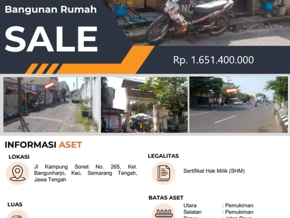 Dijual Bangunan Rumah di Kampung Sonet Semarang