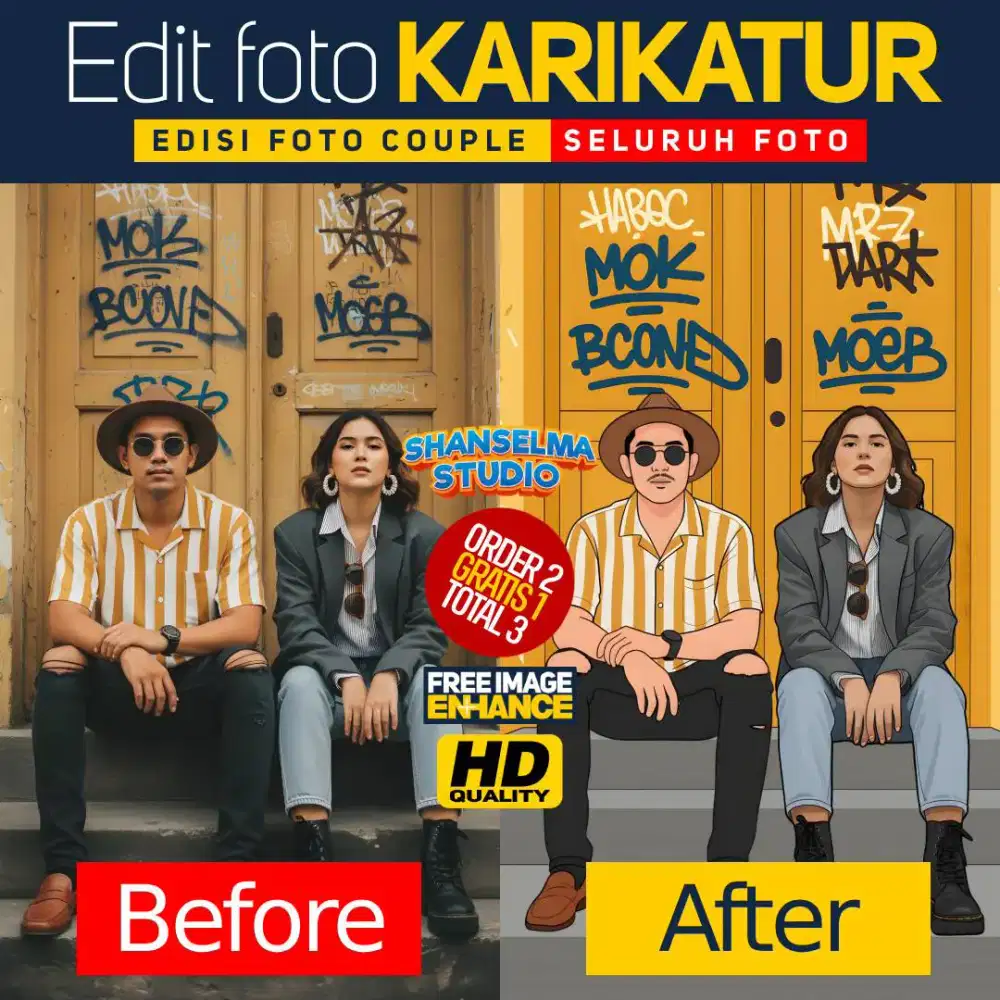 EDIT FOTO KARIKATUR | Order 2 Gratis 1, total 3 | HD QUALITY