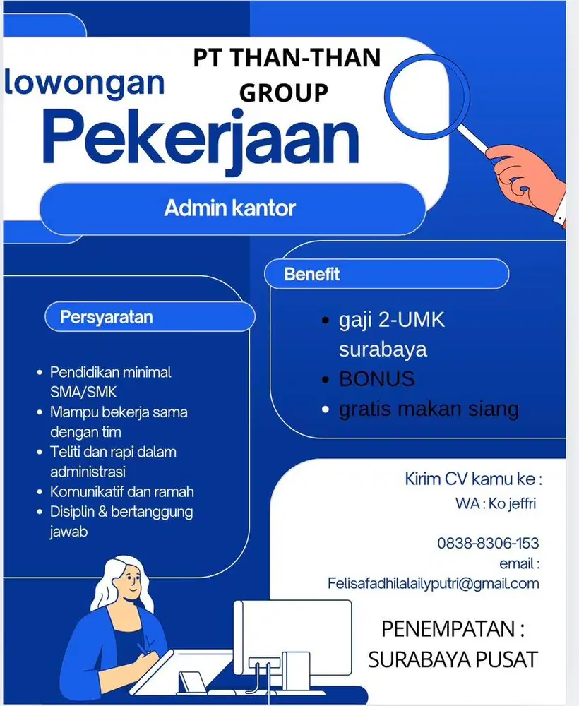 Lowongan kerja tidak dipungut biaya