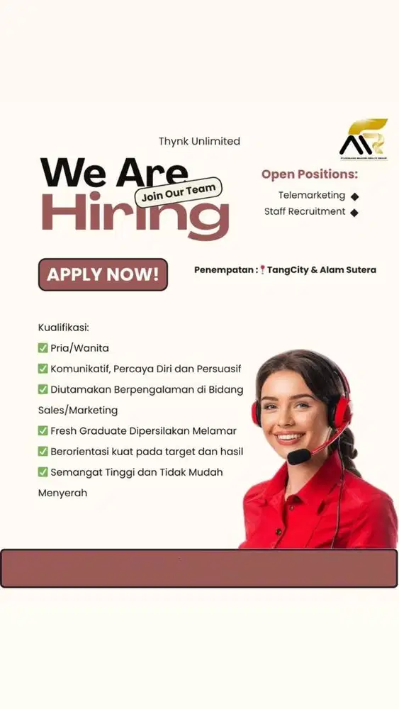 Lowongan kerja Telemarketing & Staff