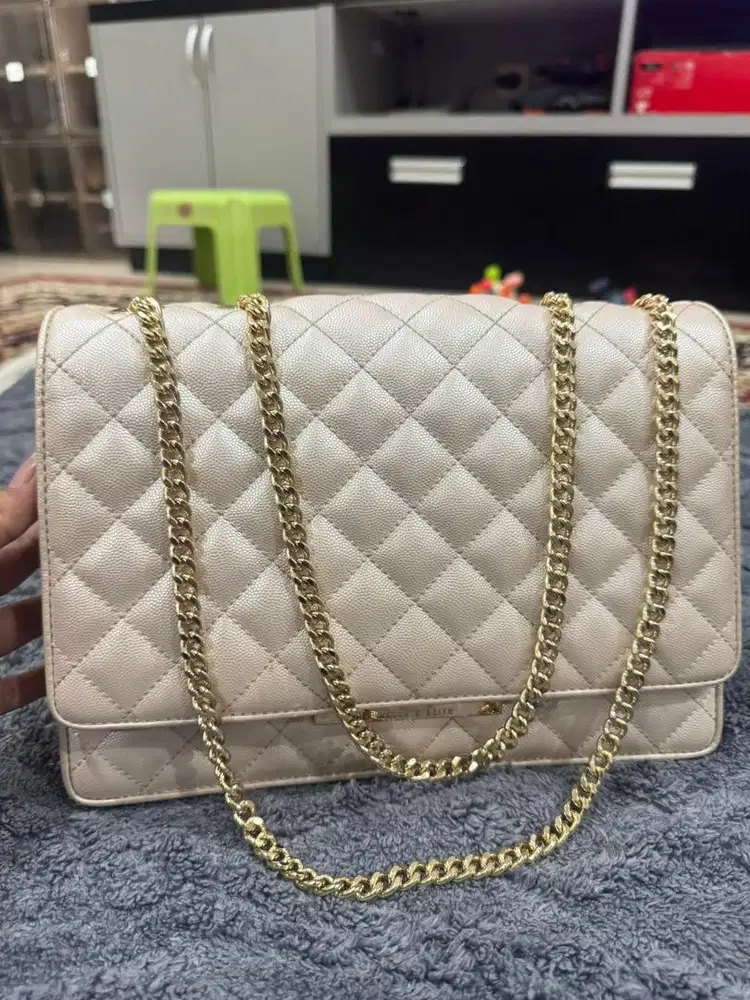 Charles and Keith Quilted Chain Strap Shoulder Bag Original