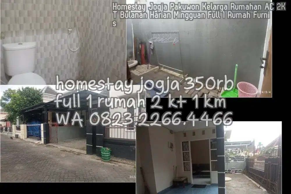 Homestay Jogja Pakuwon Kelarga Rumahan AC 2KT Bulanan Harian Mingguan