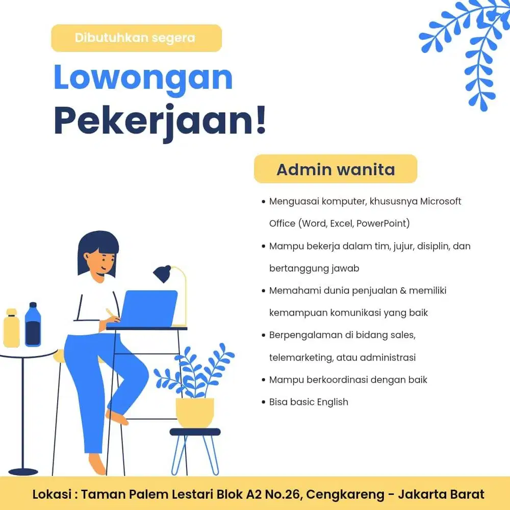Dibutuhkan Segera – Admin Wanita