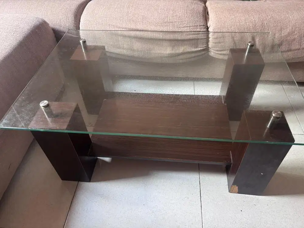 Di jual borongan sofa L + meja jati kaca