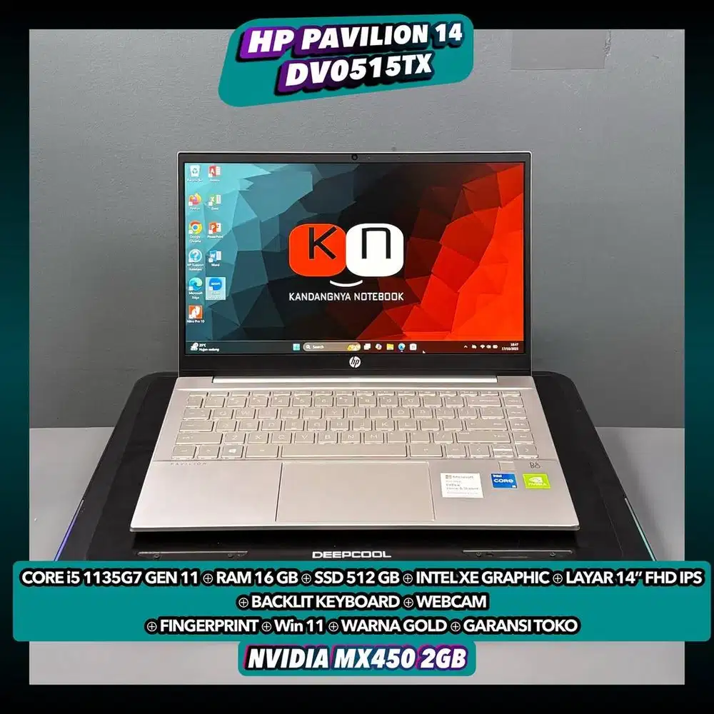 Hp Pavilion 14 DV0515TX i5 Gen11 MX450 2GB Ram16/512GB Fhd Ips
