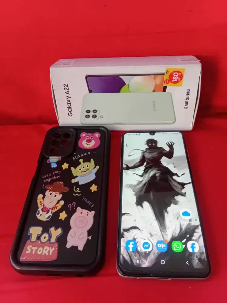 Samsung A22 ram 6gb+6/128gb lengkap segelan banyak bonus