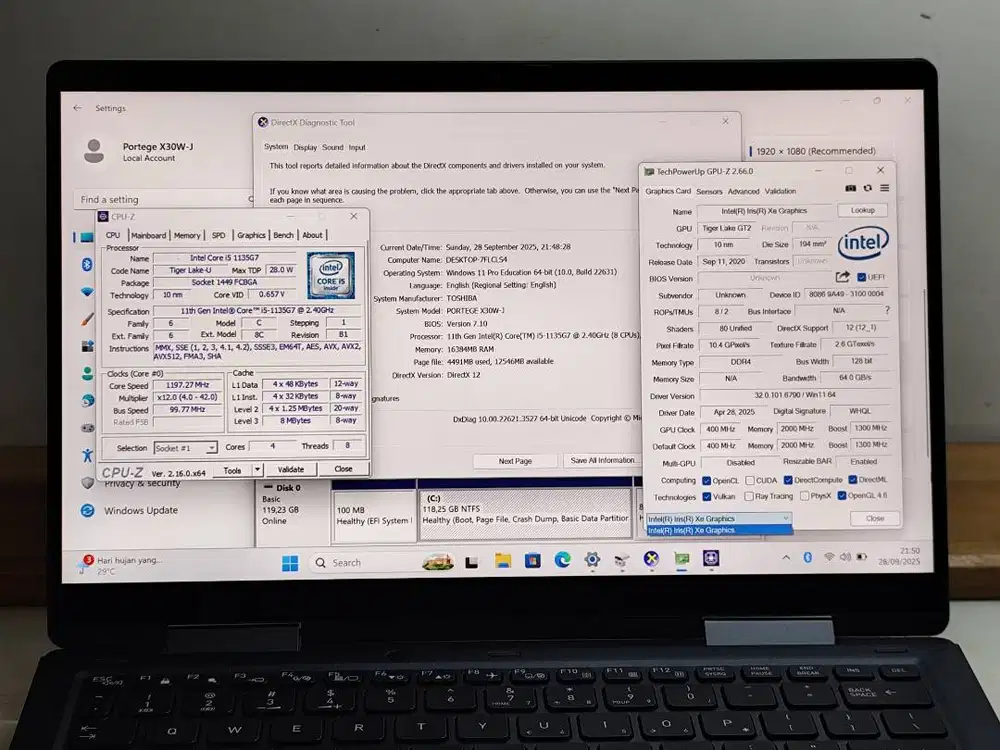 Dynabook Portege X30W-J Core i5 1135G7 16GB/128GB Touch 2in1 Yoga
