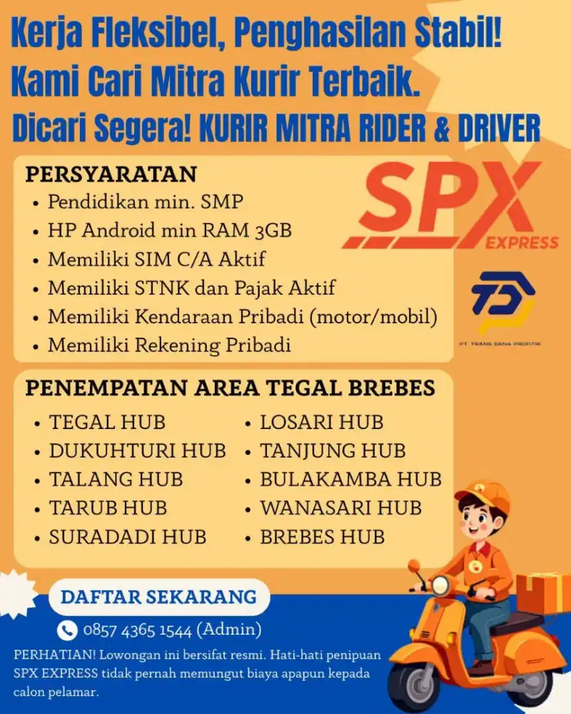 Kurir SPX area Tegal Brebes