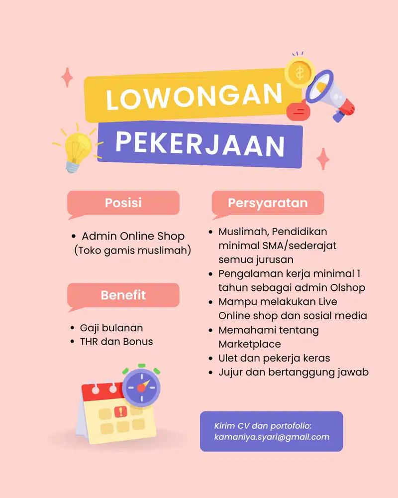 Lowongan Admin Online Shop