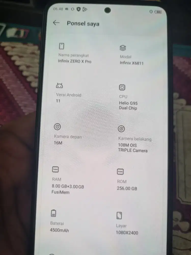 Jual infinix zero X pro