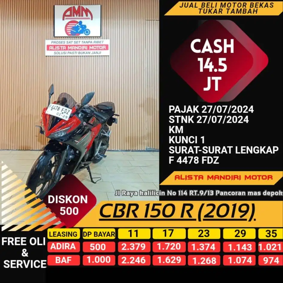 CBR 150 R 2019 DP 500 CC 0% KREDIVO TOKPED SPAYLETTER INDODANA GOPAY