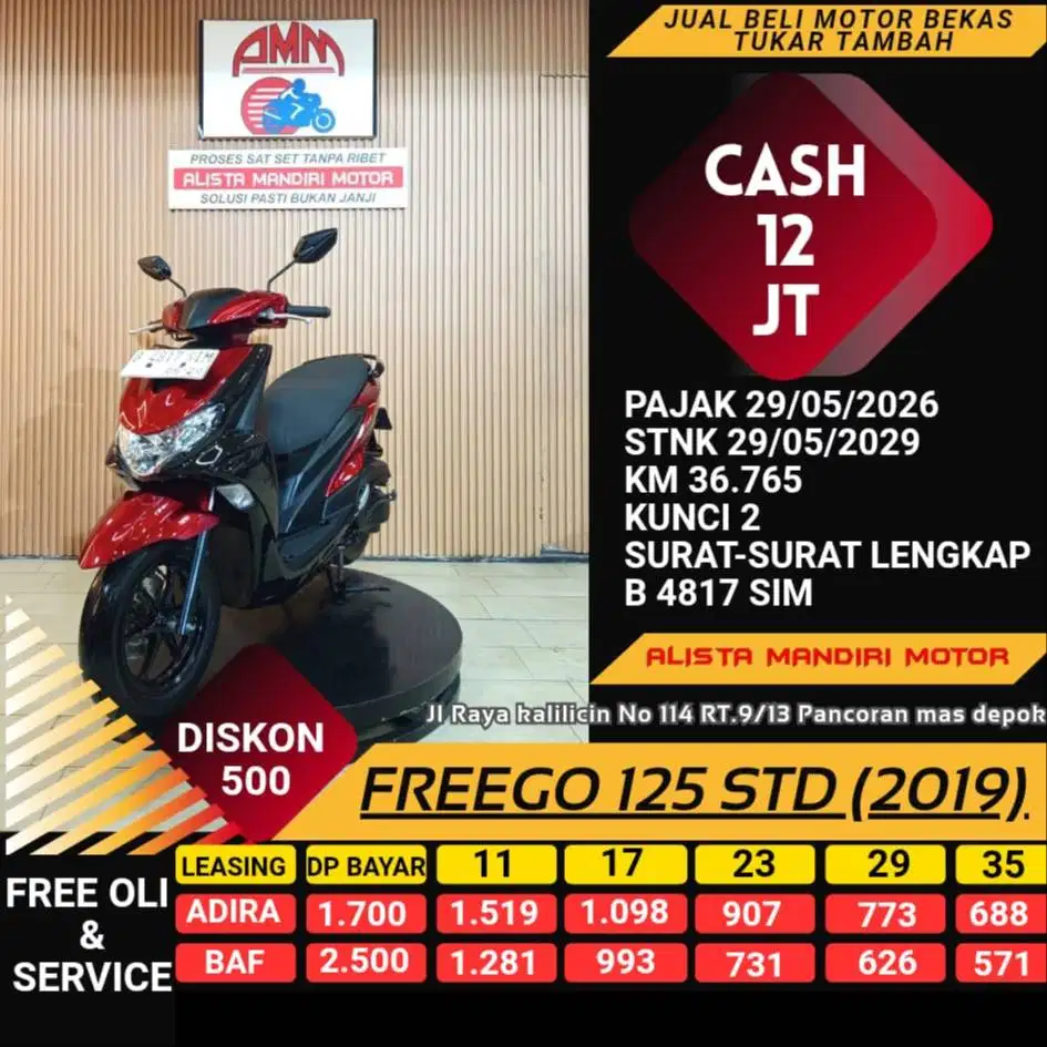 FREEGO 125 2019 PAJAK HIDUP CC 0% KREDIVO TOKPED SPAYLETER INDODANA