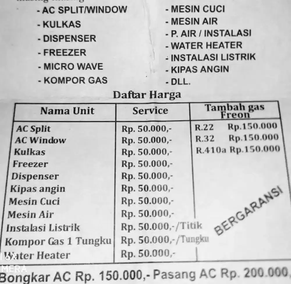 Service AC sekota depok