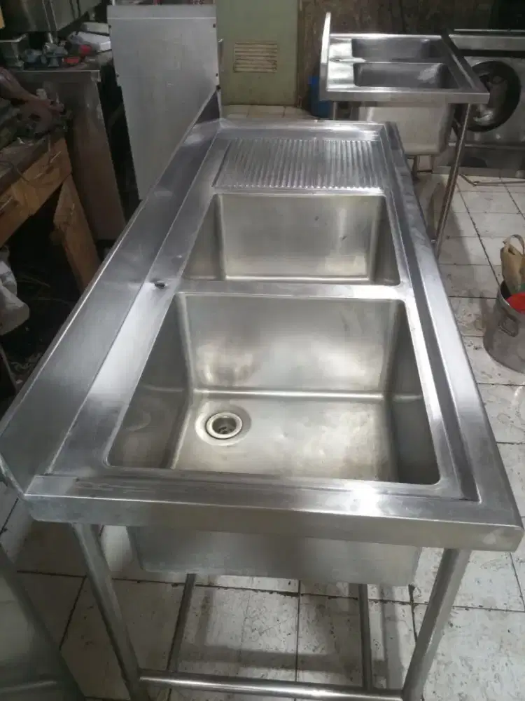 Sink 2 lubang sayap kanan ukuran 180x70x85 ukuran lubang 50x50x30
