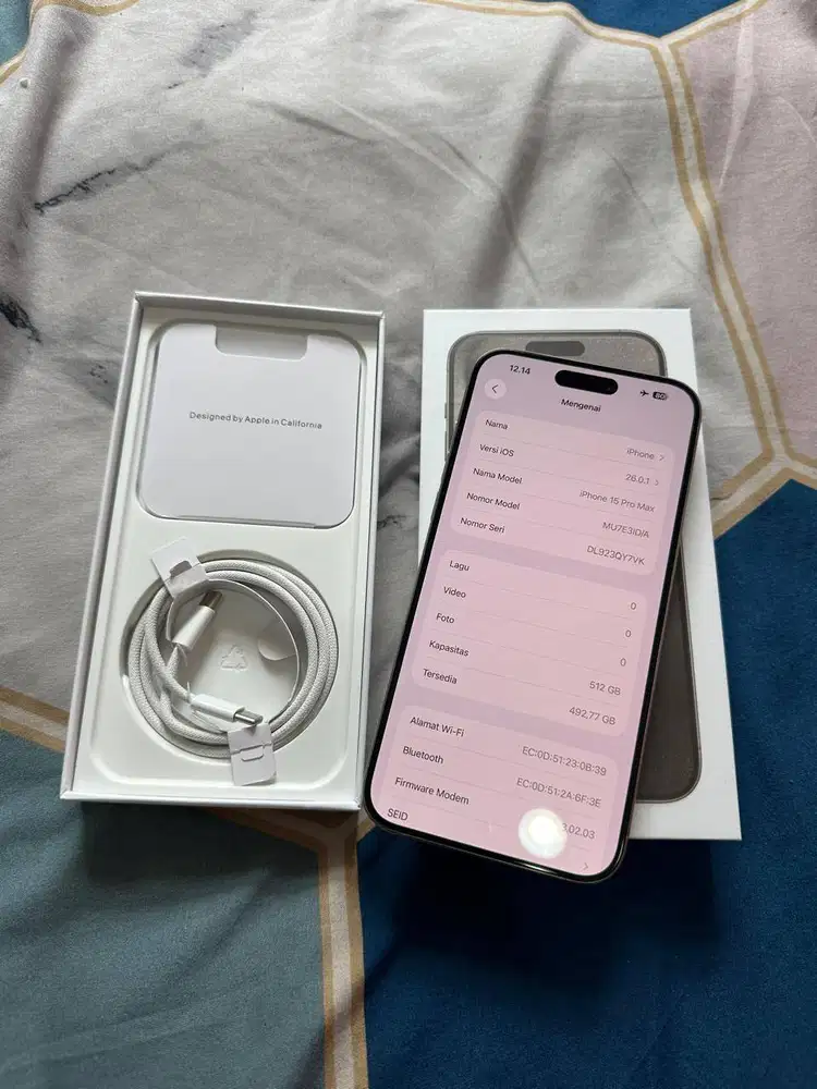Iphone 15 Pro Max 512Gb Ibox Resmi natural titanium BH 89% Mulus