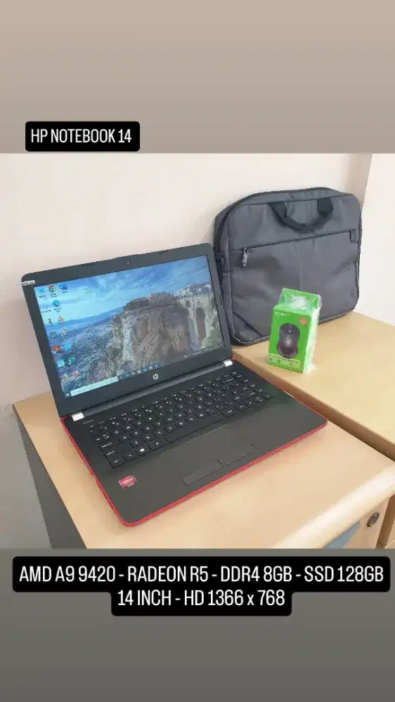 HP NOTEBOO 14 BWXX - AMD A9 9420 - RADEON R5 - DDR4 8GB - SSD 128GB