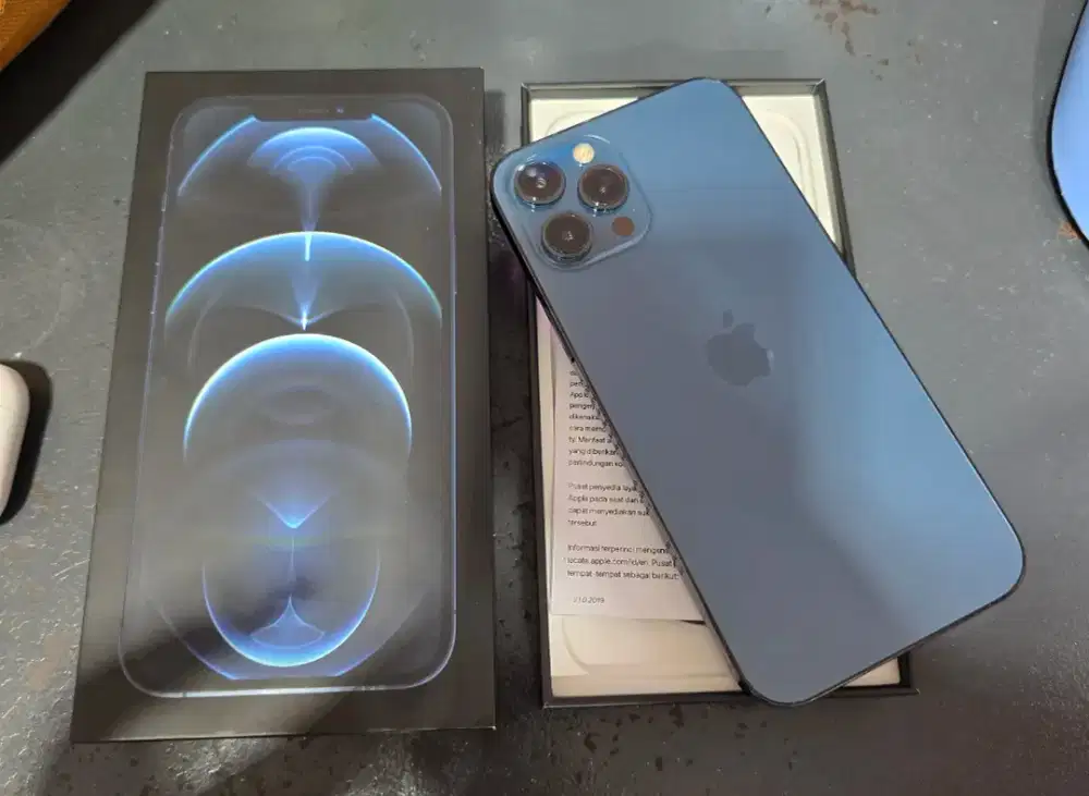Iphone12 Promax 256gb BLUE ex resmi ID/A mulus fullset original