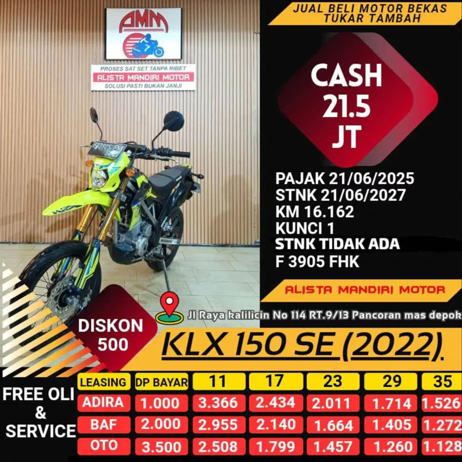KLX 150 SE DP 1 JT CC 0% KREDIVO TOKPED SPAYLETTER INDODANA GOPAYLETER