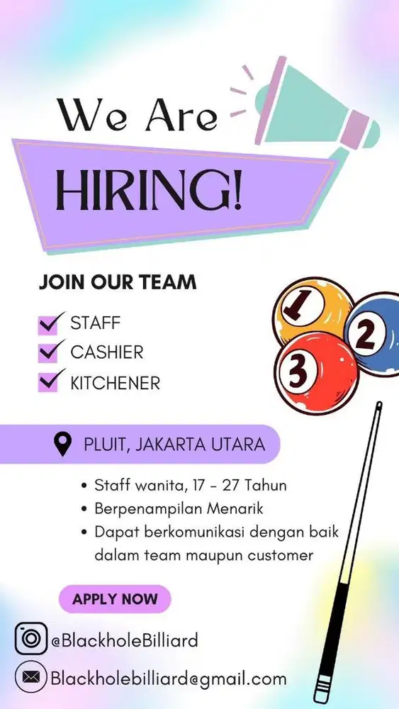 Dibutuhkan staff billiard