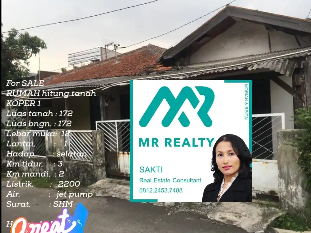Rumah Termurah Kopo Permai 1 Hitung Tanah dijual cepat negotible
