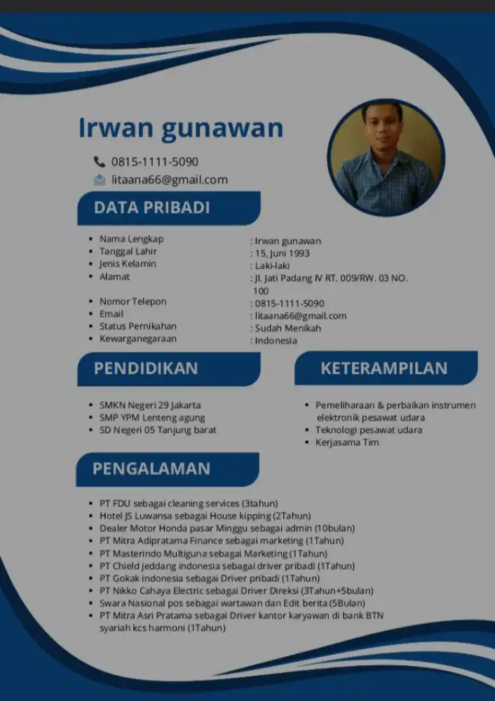 sedang mencari pekerjaan sebagai driver, ob, dan cleaning service