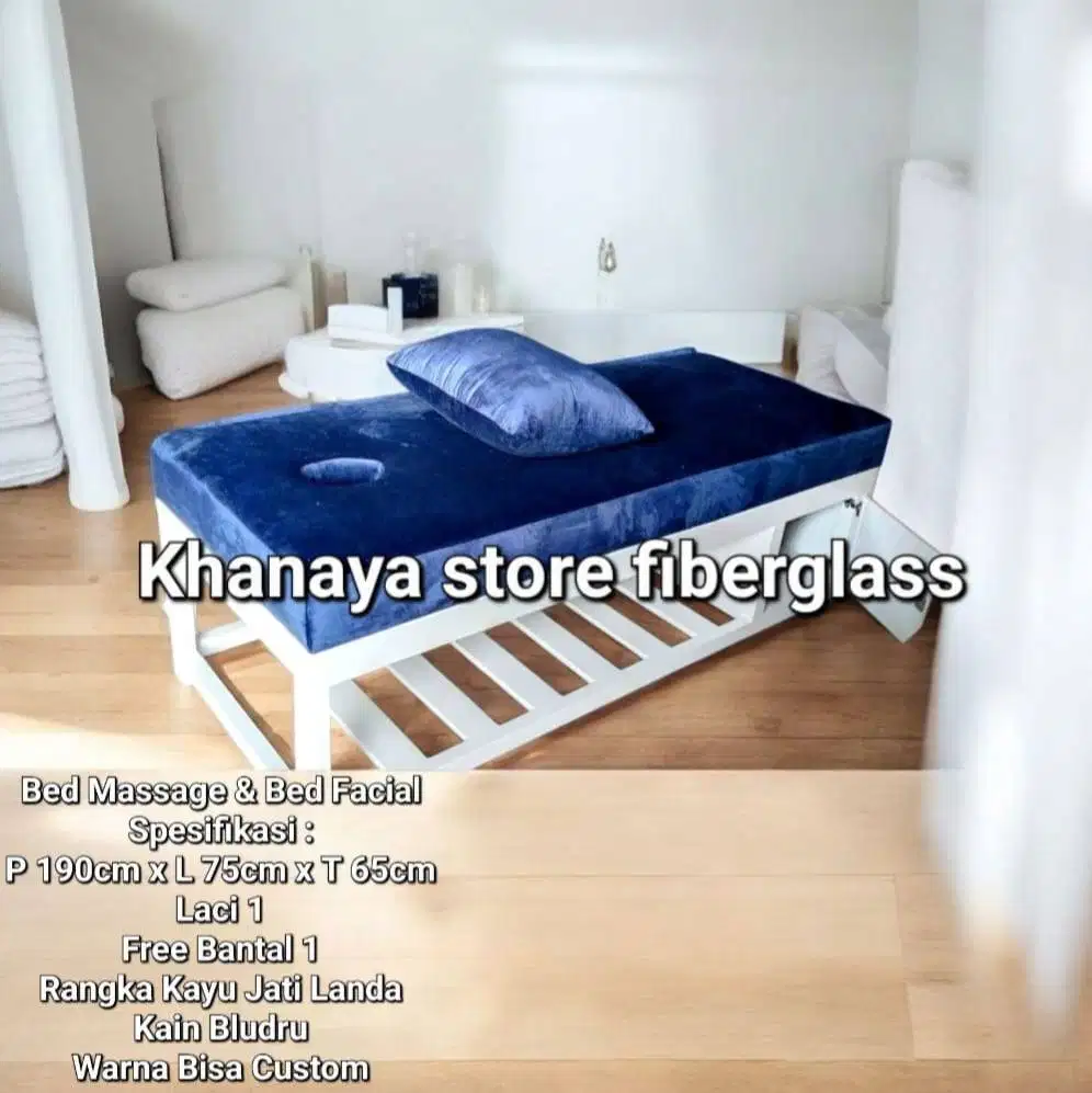 Bed massage bluduru biru/Meja pijat kayu jati asli/Ranjang refleksi