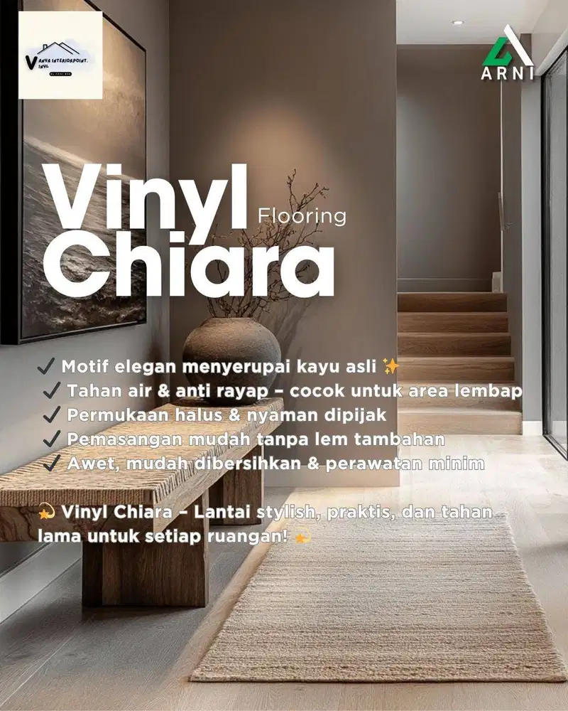 Vinyl Lantai Chiara | Motif Kayu & Stone | Tebal 2mm & 3mm