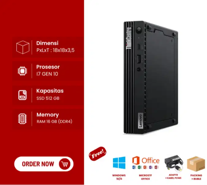 KOMPUTER MINI LENOVO M80Q INTEL CORE i3 GEN 10 MURAHH DL-SUR