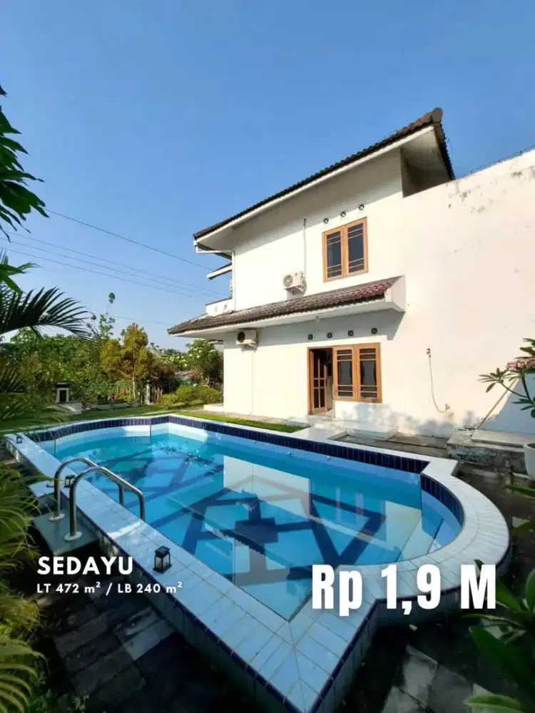 Dijual Rumah Halaman Luas dengan Kolam Renang di Sedayu