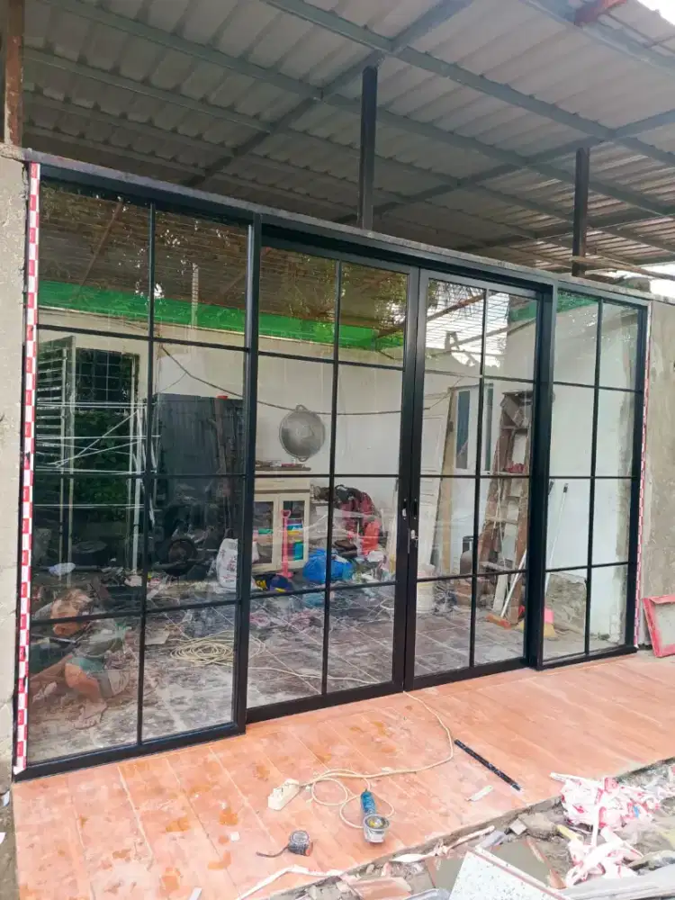 PINTU KACA MINIMALIS, SEKAT KACA RUANGAN ALUMINIUM