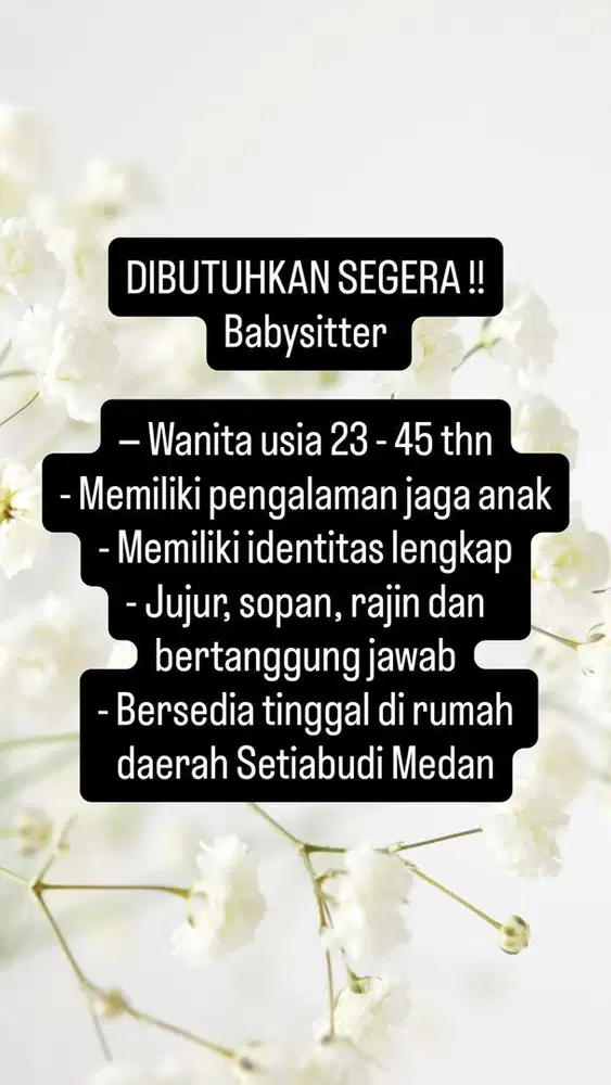 Dibutuhkan segera Babysitters