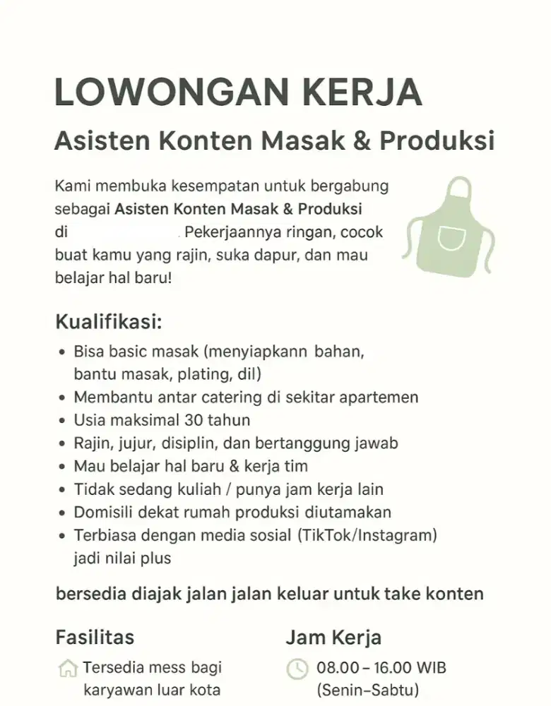 Asisten Konten Masak & Produksi