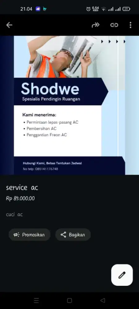 Jasa pasang dan bongkar ac