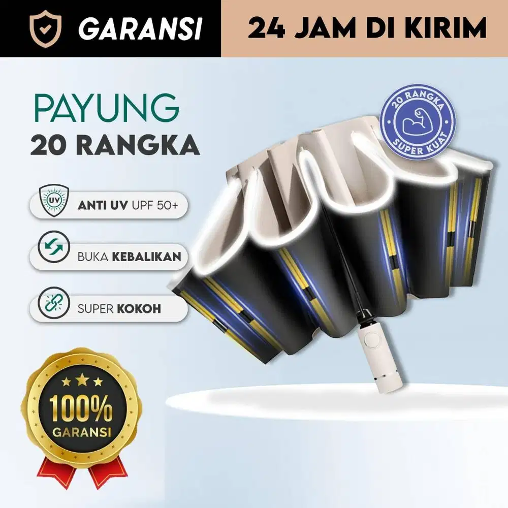 payung lipat auto reverser ukuran jumbo wanra biege merk Nday