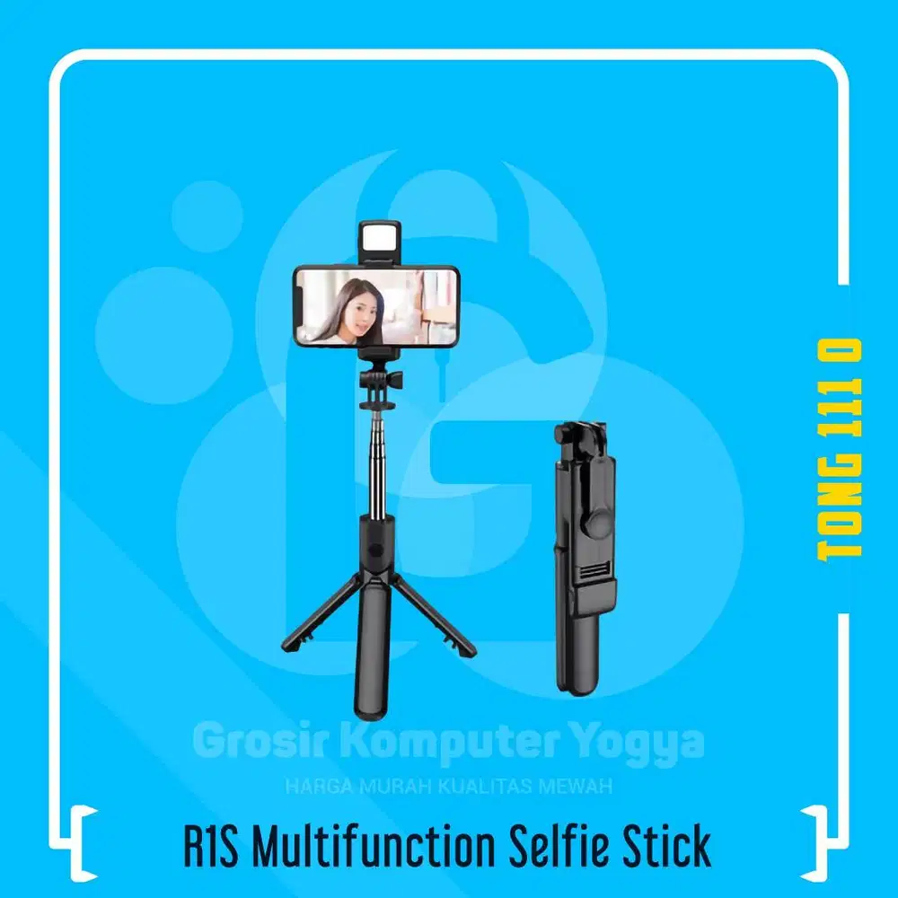 R1S Multifunction Selfie Stick Bluetooth Tripod Tongsis with Light