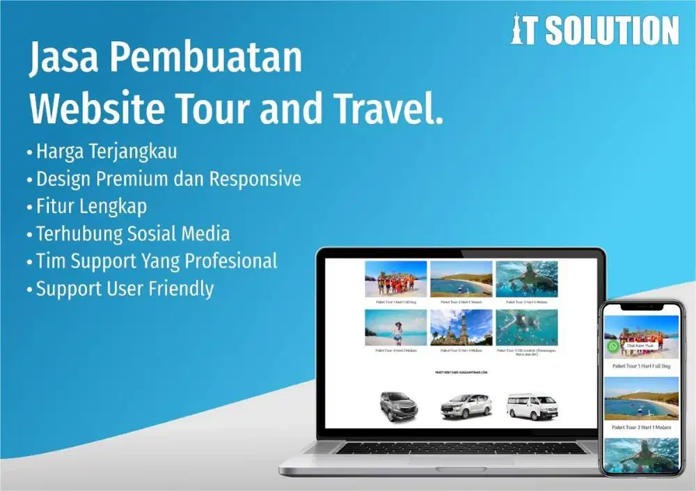Custom Website Tour Travel Elegan, Modern dan Bergaransi di Denpasar