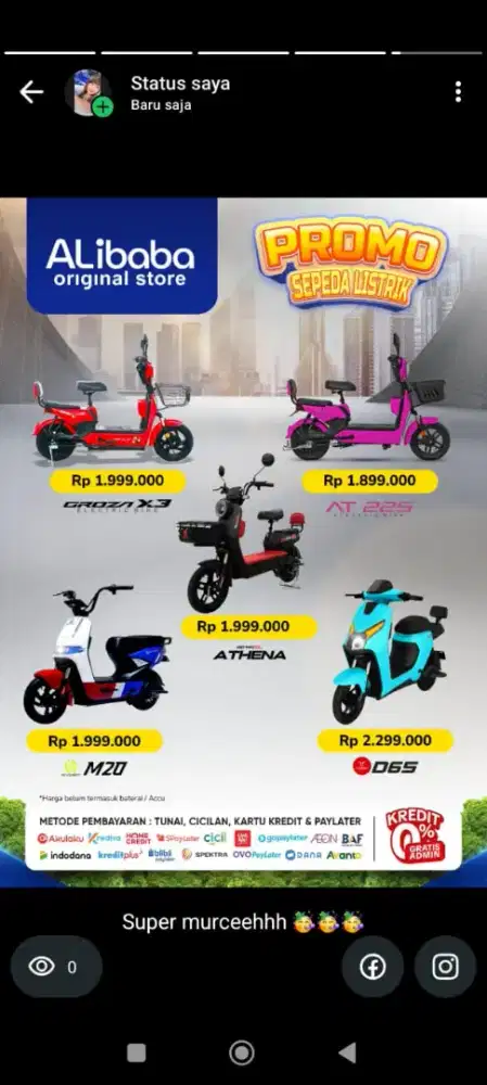 Bisa Kredit Semua Merk Sepeda Listrik Promo Gratis 1x Cicilan