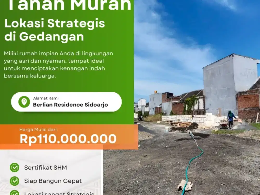 tanah kavling murah sudah SHM di sidoarjo