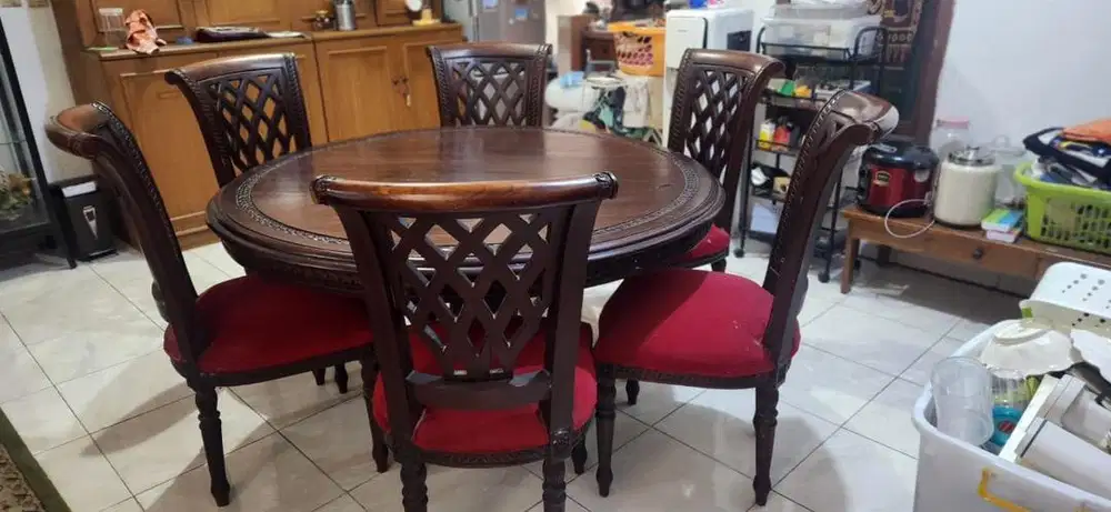 Set meja makan kayu jati