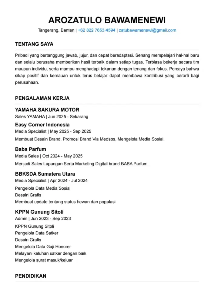 Butuh kerjaan Marketing & Sales , Administrasi , Customer Service