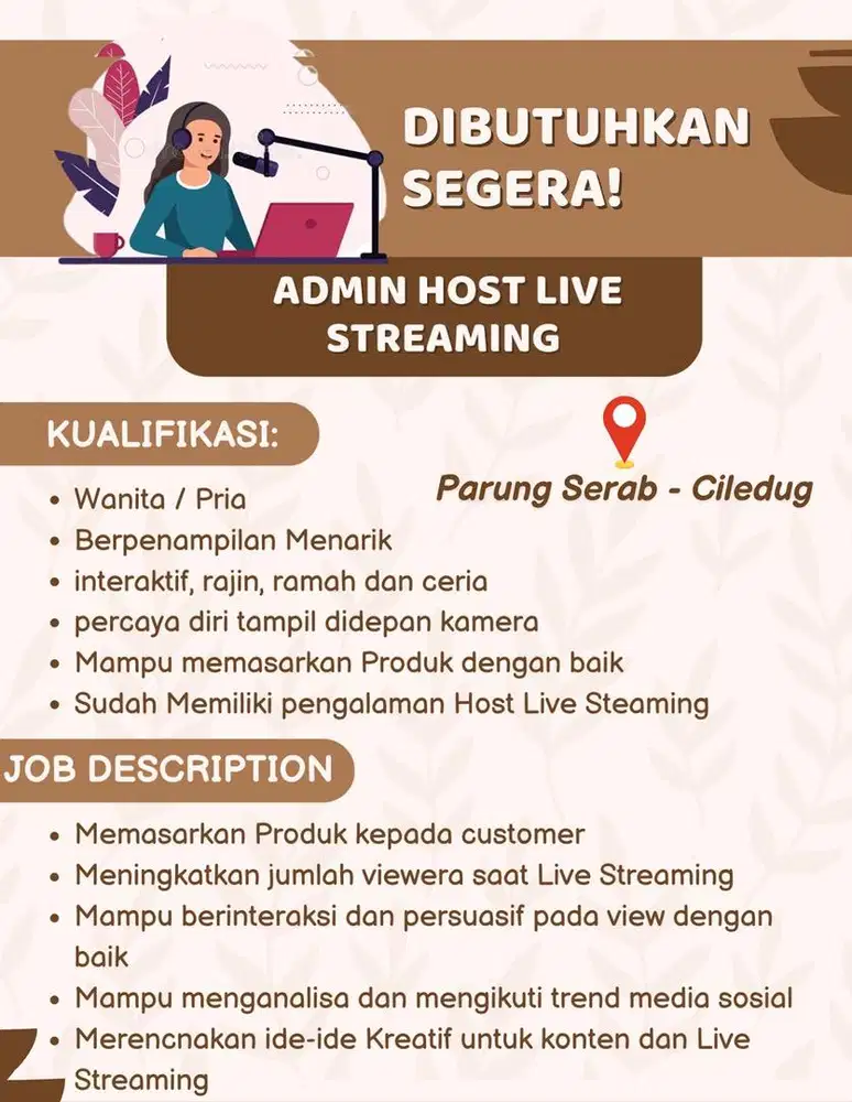 DIBUTUHKAN HOST LIVESTREAMING