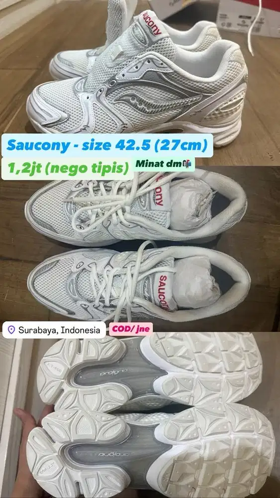 Saucony Putih ukuran 42.5