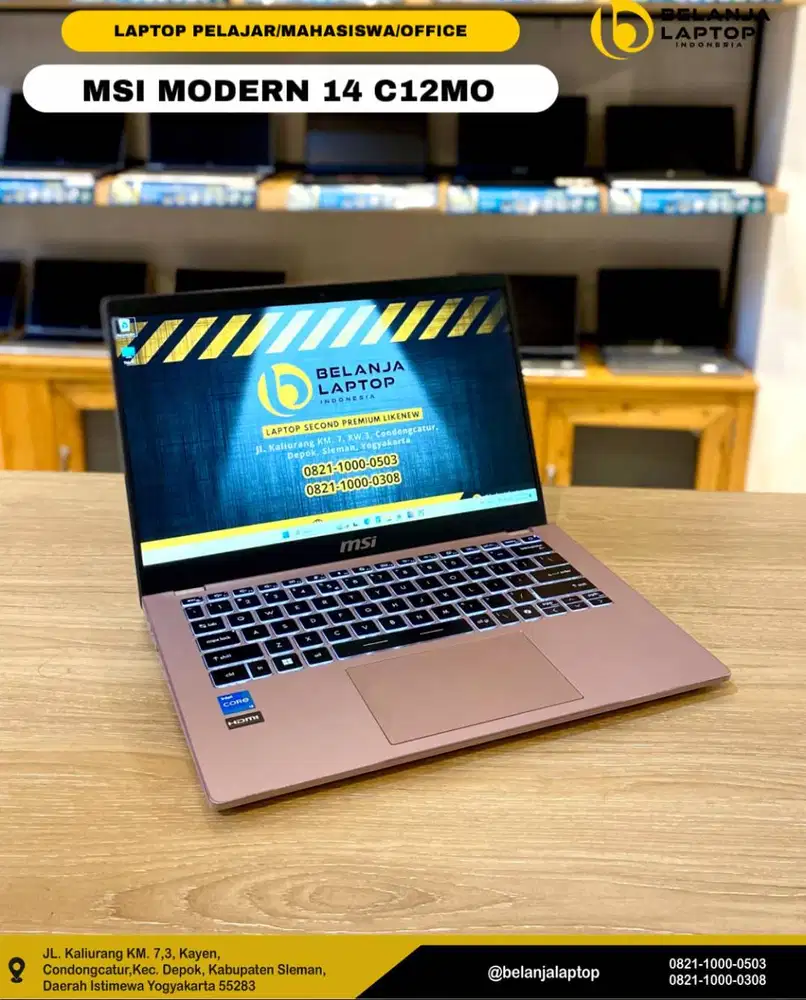 MSI Modern 14 C12MO /intel i3-1215U/8GB/512 GB/GARANSI RESMI ON!!