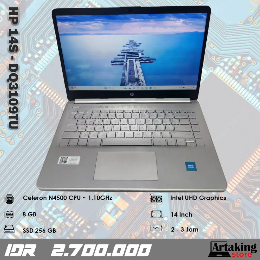 Hp 14s - dq3109TU - Celeron N4500 - Ram 8 GB - SSD 256 GB