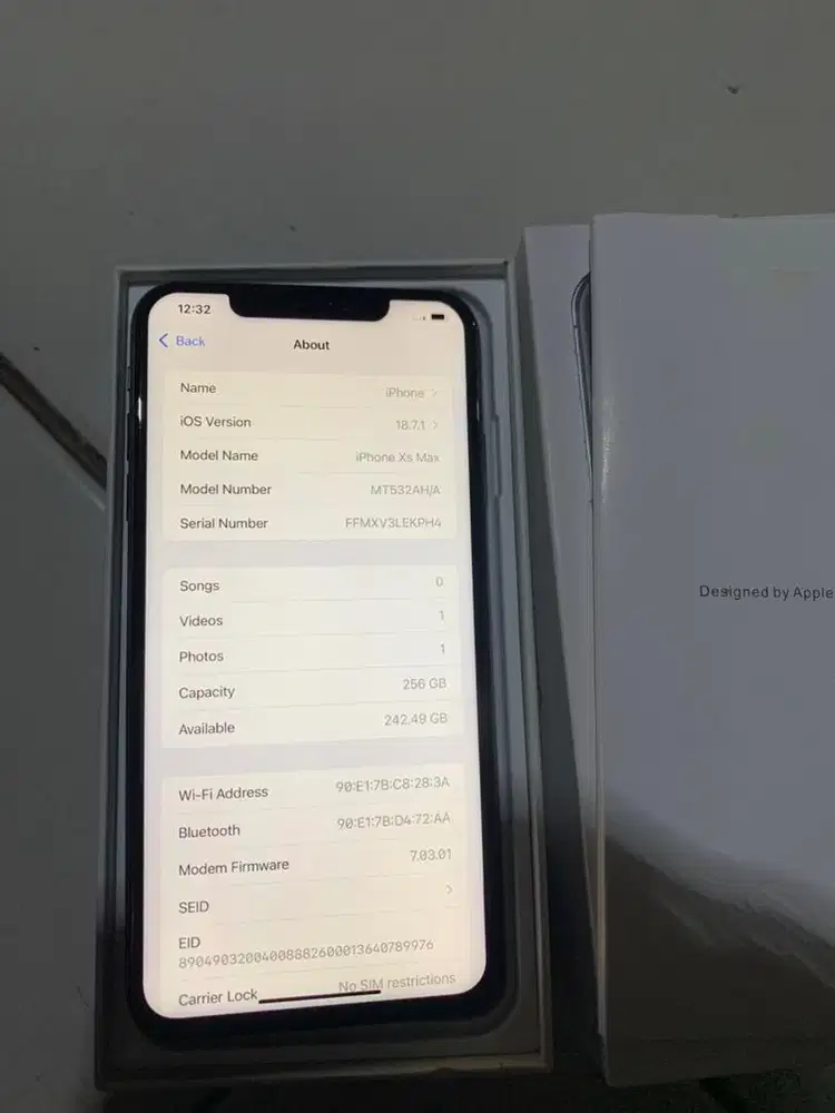 Iphone xs max 256gb ex inter warna black imei regist