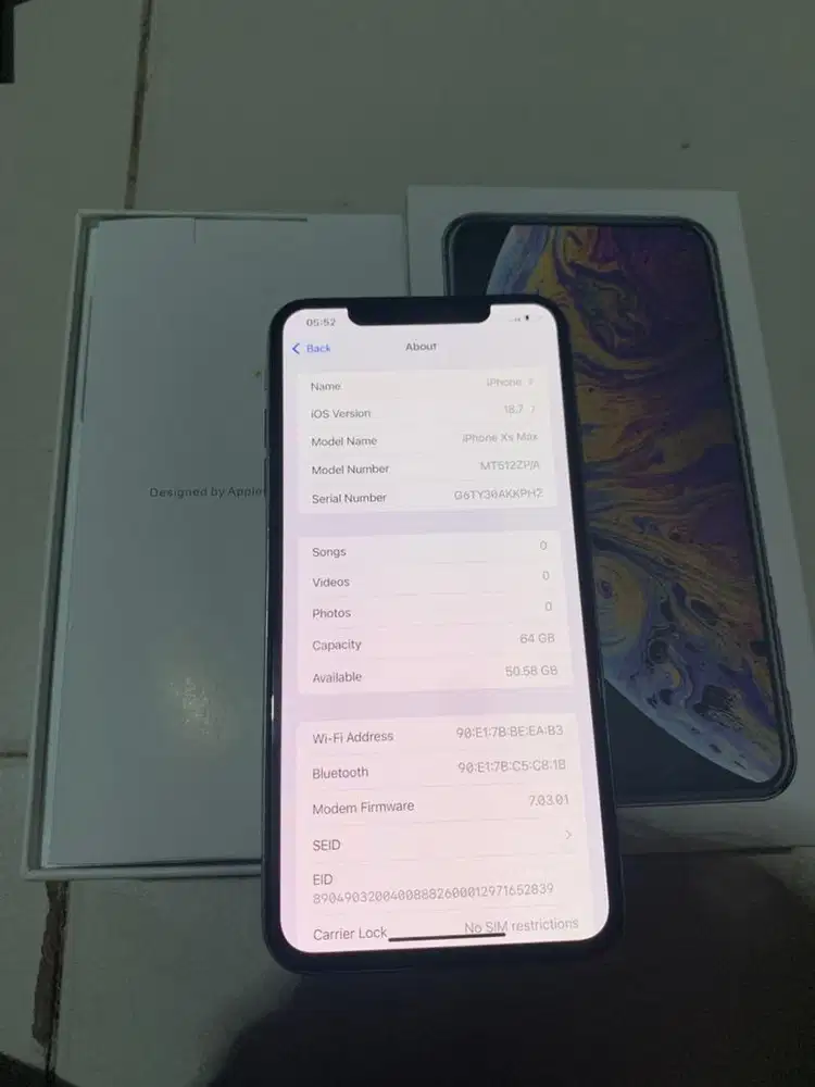Iphone xs max 64gb ex inter imei regist warna silver