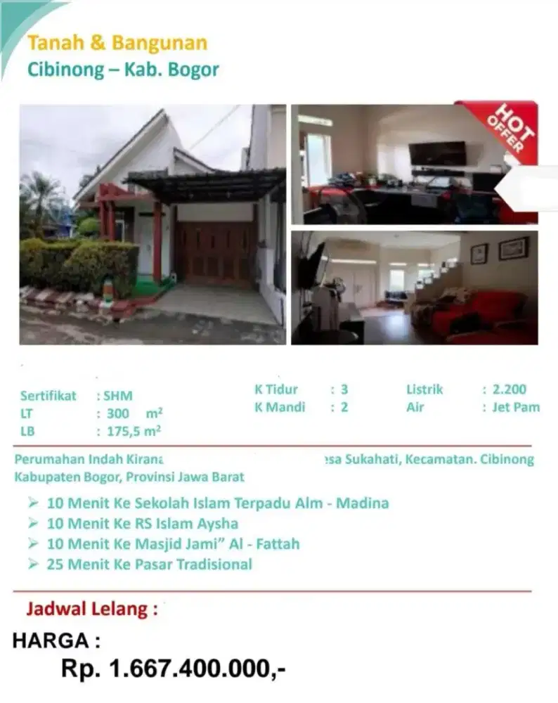 Dijual Rumah Perumahan Indah Kirana Cibinong