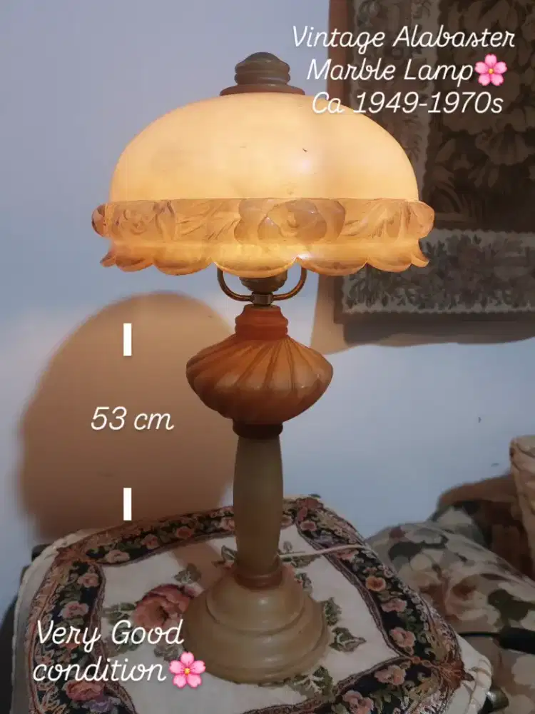 antique ALABASTER MARBLE LAMP