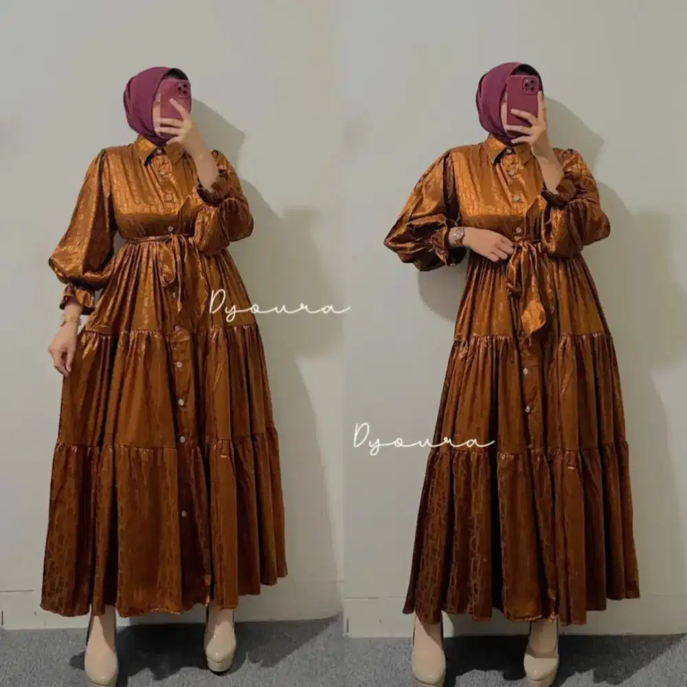 terbaru gamis wanita fashion satin Terlaris COD GRATIS ONGKIR